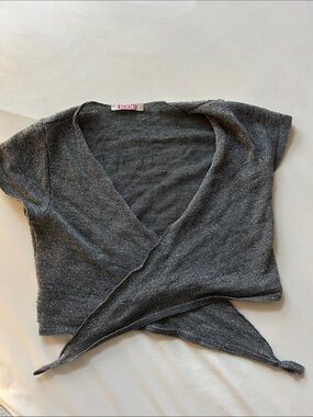 Women's Metallic Gray cross over top Kontatto Italy rare